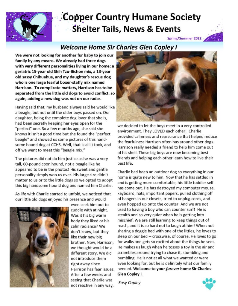 Copper country sales humane society dogs